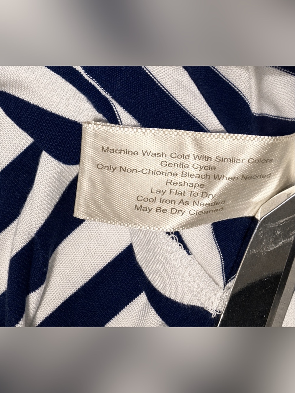 BOSTON PROPER Navy & White Striped Sleeveless V-Neck Knit Tank Dress NWOTs - Picture 8 of 10